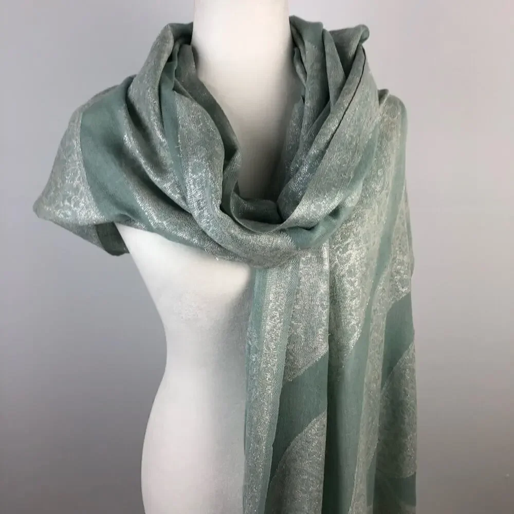 Bindya New York Shawl/Pashmina Mint Green viscose blend Scarf